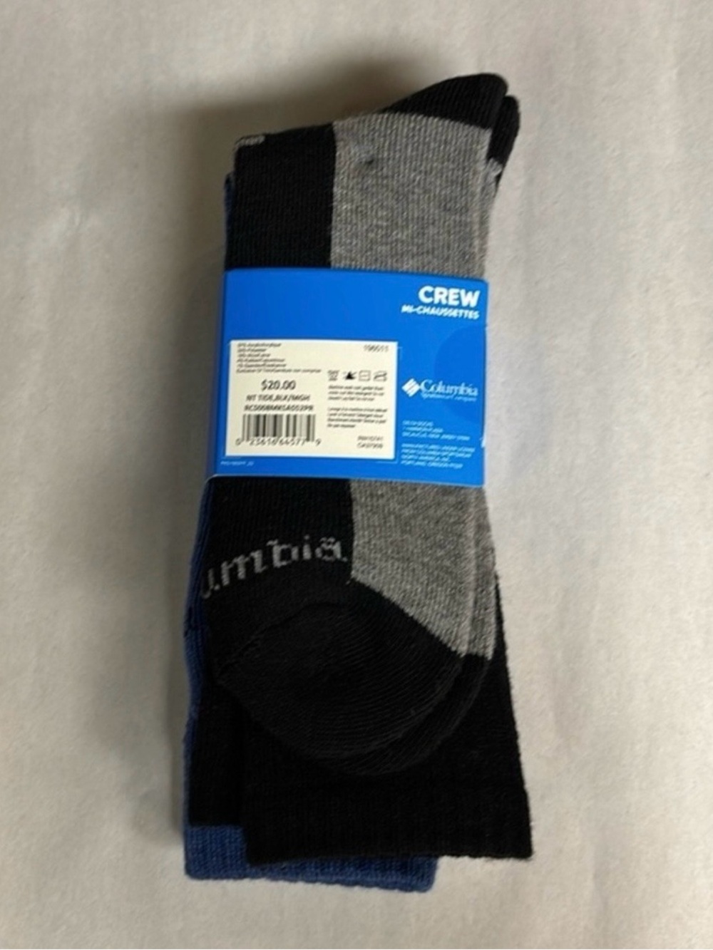 New Columbia Socks Men’s 2 Pairs Blue & Black Wool Blend Crew Socks Casual - Picture 4 of 13
